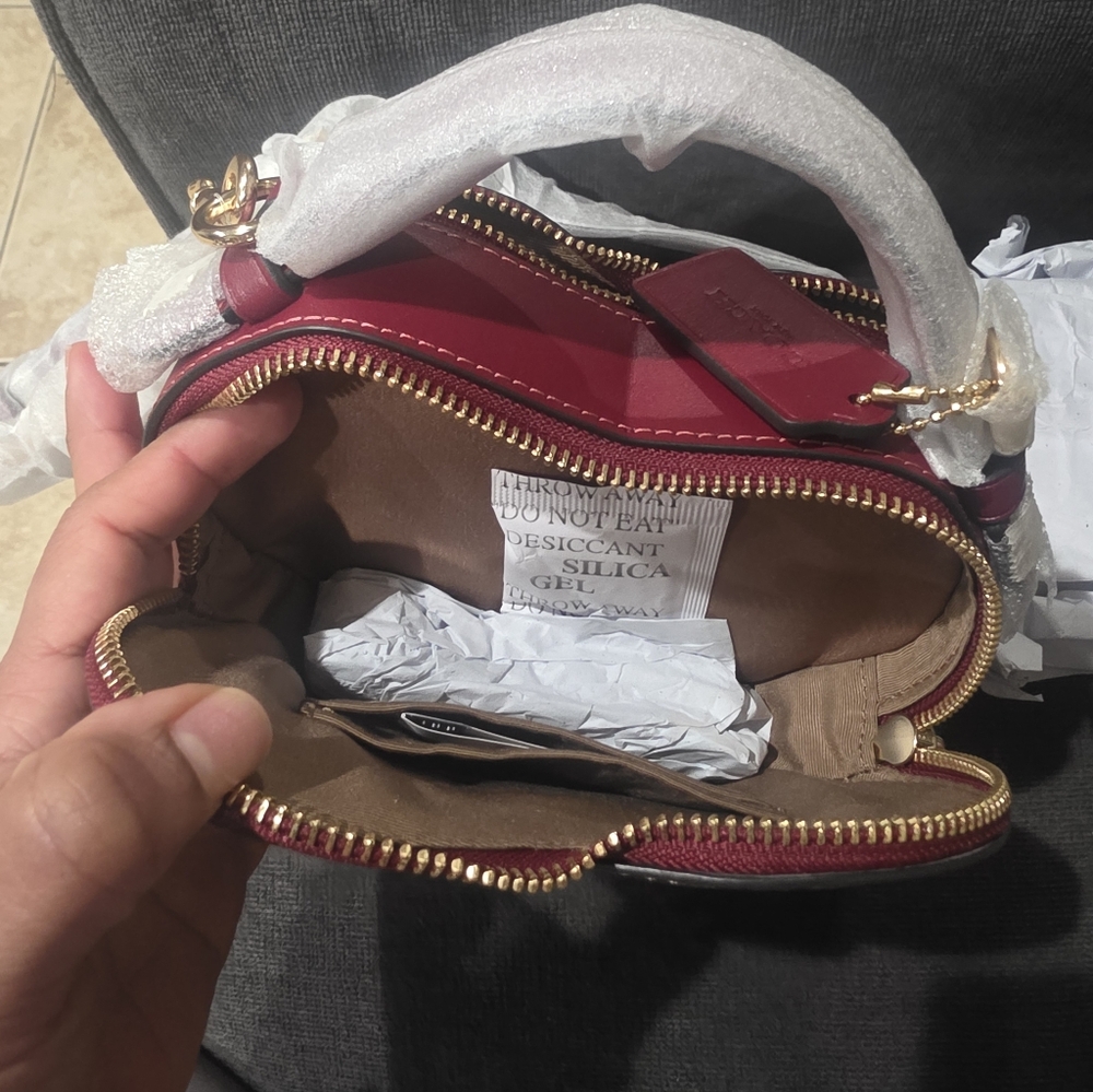 Coach Heart-Shaped Bag with Cherry Print - Brown and Pink - Picture 4 of 7